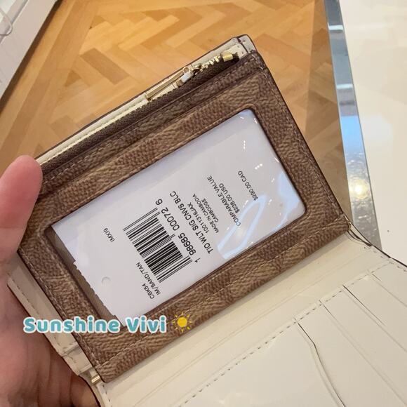 NWT Coach 2-in-1 Wallet Blocked Signature Canvas CBK54 Gold/Sand/Tan - Picture 6 of 7